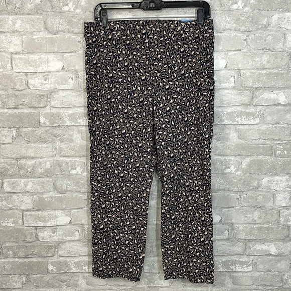Rafaella Navy Leopard Print Stretch Capri - Picture 1 of 7